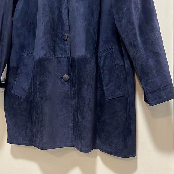 Vintage Navy Suede Coat XL or Oversized Look - Picture 3 of 5